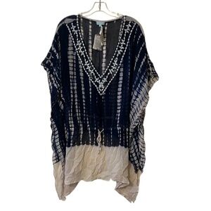 NWT Women's Debbie Katz South Beach Silk Beaded Kaftan Swimsuit Beach Coverup